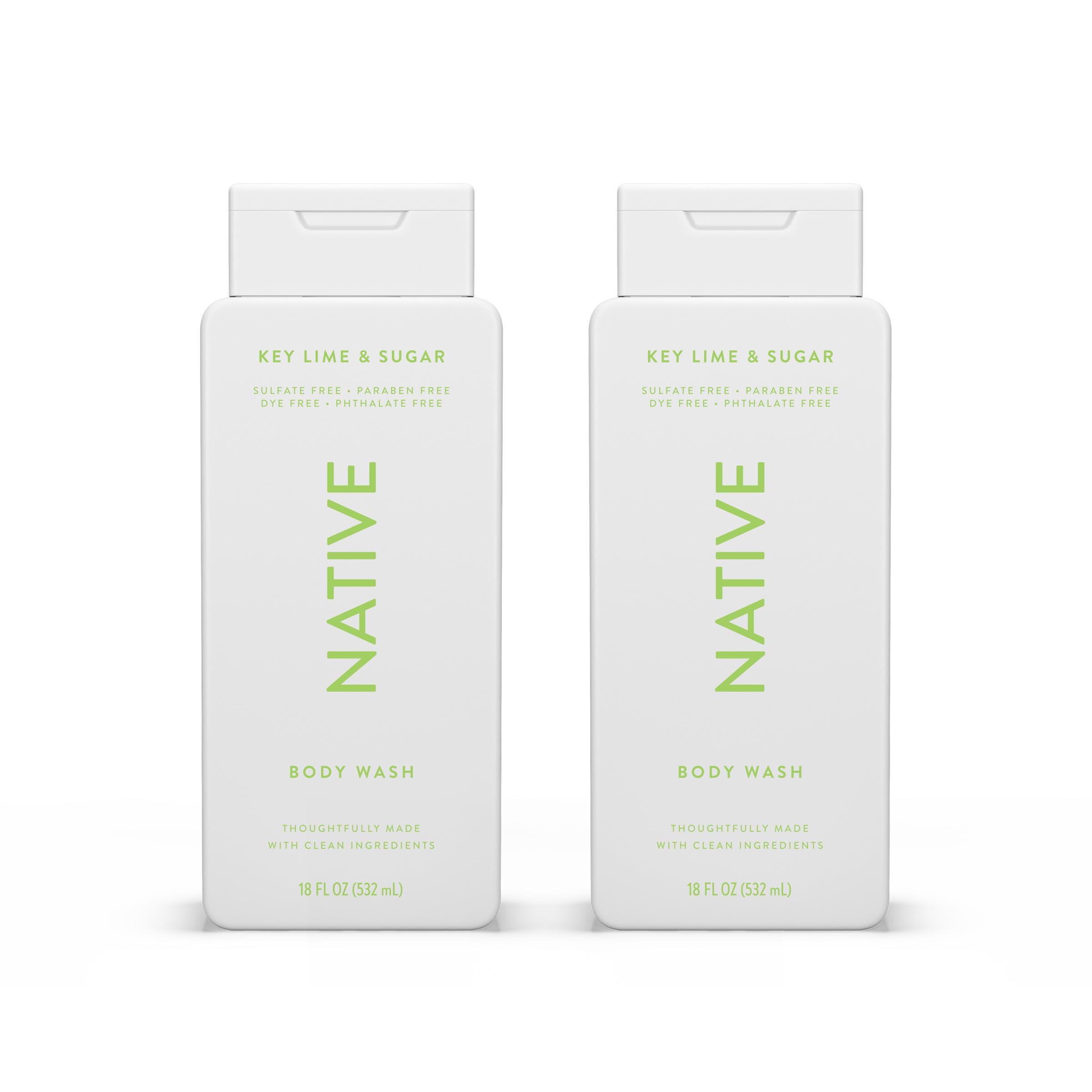 Native Body Wash Contains Naturally Derived Ingredients | For Women & Men, Sulfate, Paraben, & Dye Free Leaving Skin Soft and Hydrating | Key Lime & Sugar 18 oz