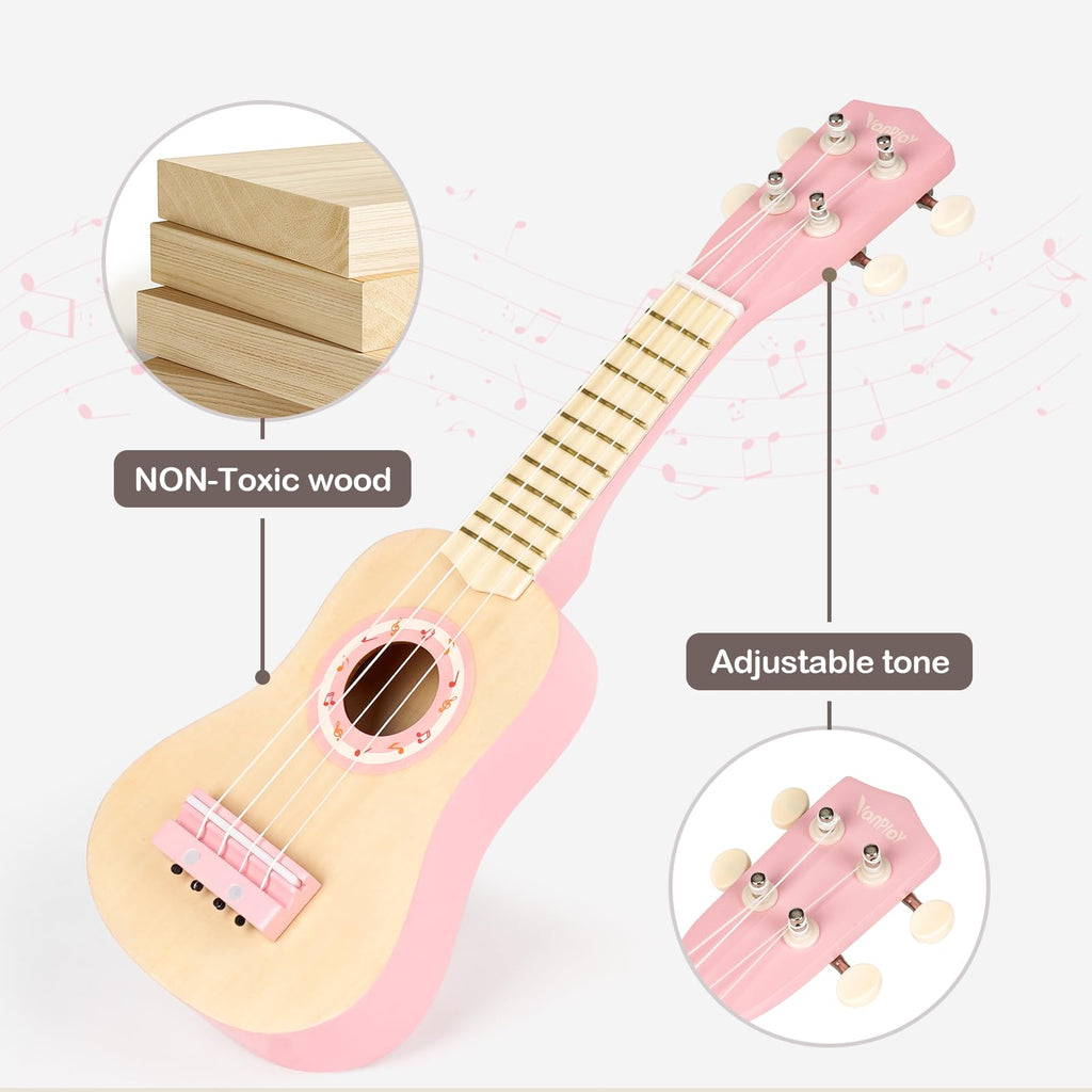 Vanplay Pink Guitar Set for Toddler Girl Toys 2-3 Year Old Birthday Gifts