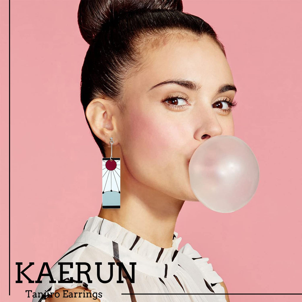 KAERUN 12 Pairs Anime Hanafuda Earrings Set-Tanjiro Earrings Anime Demon Slayer Cosplay Fashion Accessories Double-sided Acrylic Resin Drop Earring for Friends Halloween Birthday Mothers Day Gifts