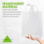 Prime Line Packaging Plastic Gift Bags, Frosted Gift Bags with Handles for Small Business, Shopping, Boutique Supply, Retail Store Use, Bulk, 10x5x13, 50 Pack