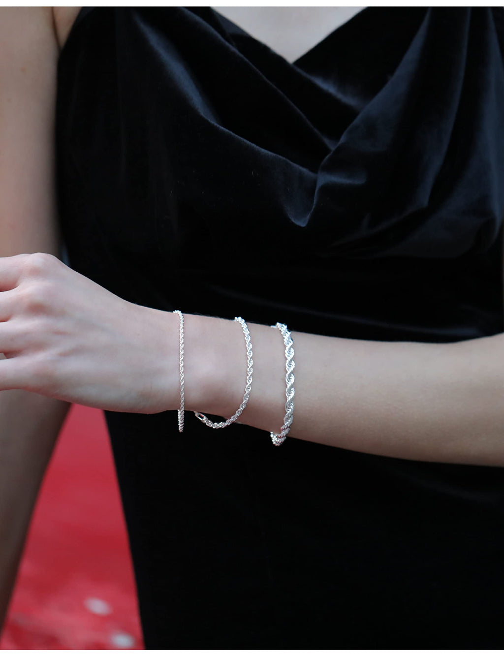 925 Sterling Silver Rope Chain Bracelet 2mm Silver Bracelet for Men Women