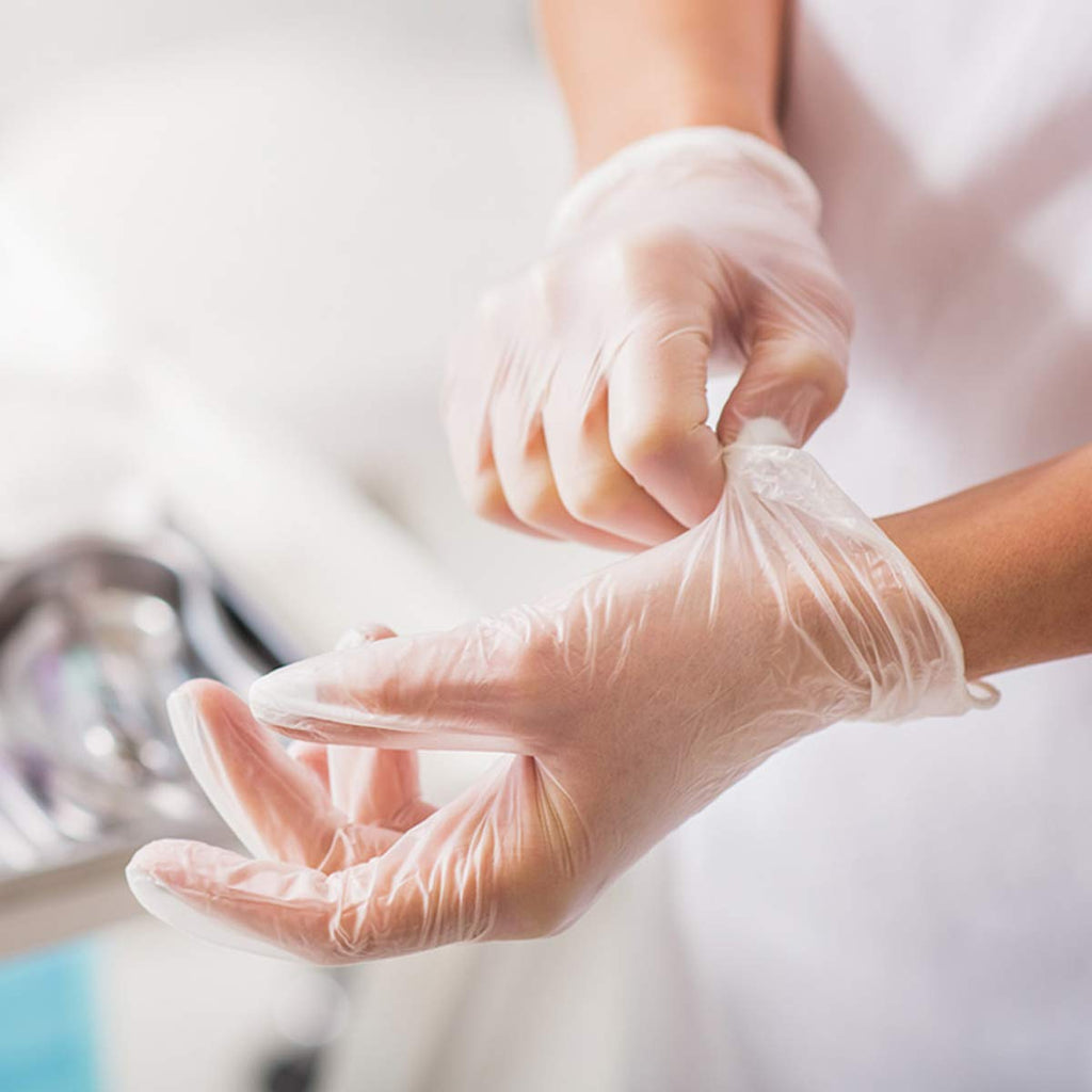 Basic Medical Clear Vinyl Exam Gloves, Latex-, Powder-Free, Case of 1,000, Large