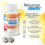 NeuropAWAY Kidney Support Formula Sugar Free with Agmatine Sulfate 500mg L-Novaline 50mg L-Ornithine 150mg L-Citrulline 100mg Per Capsule 90CT Fast Acting Kidney Support