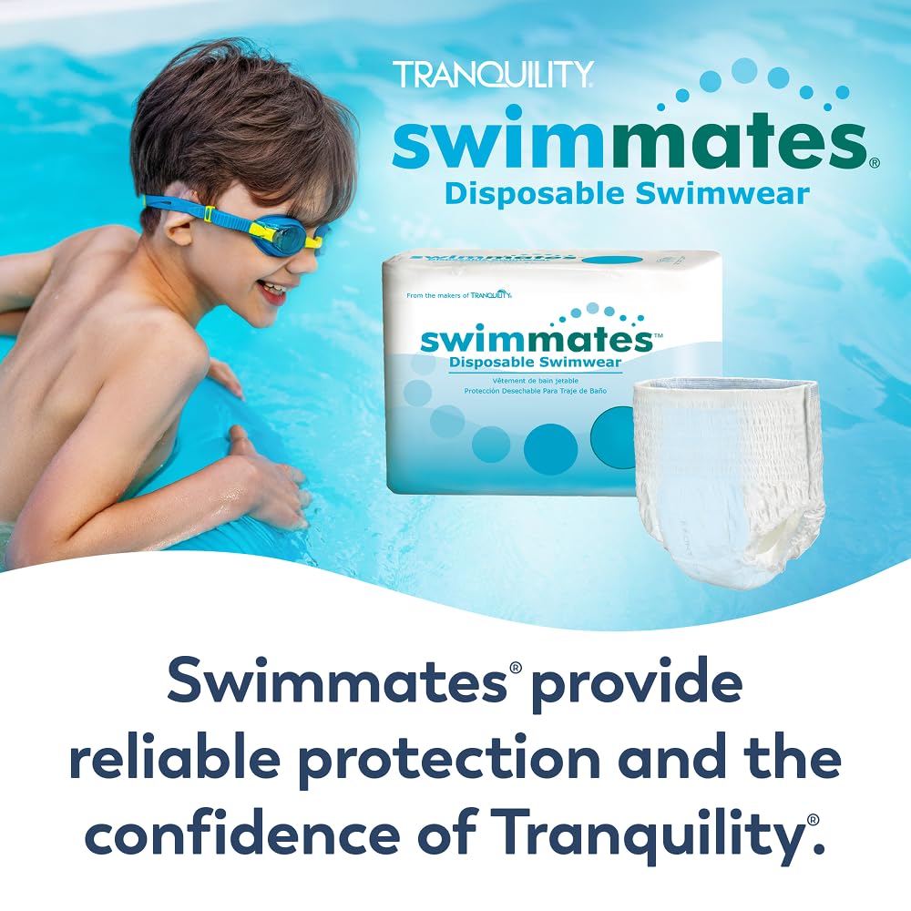 Swimmates Adult Swim Underwear, Pull-Up with Tear-Away Side Seams, Unisex, Disposable, Medium (34"- 48" Waist), 20 Count (Pack of 1)