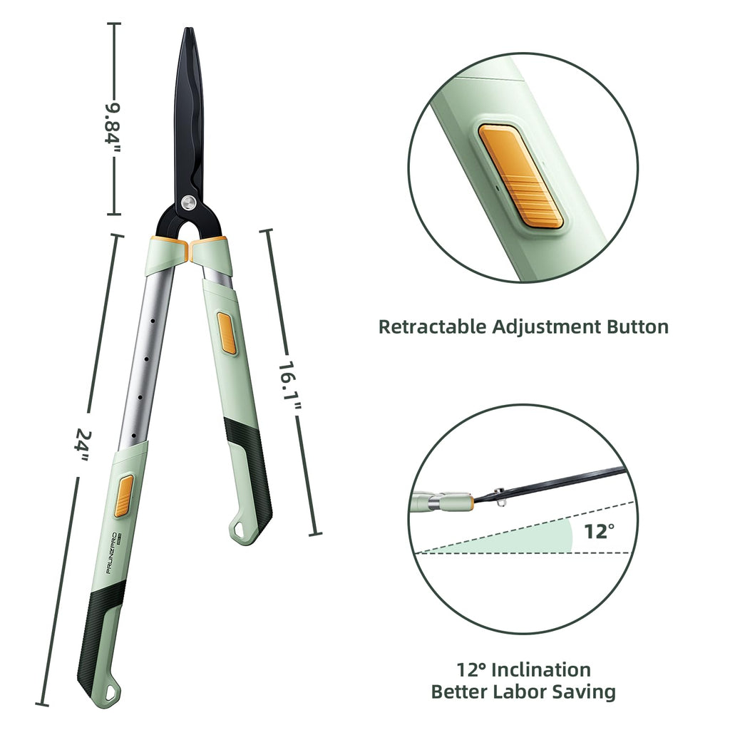PrunePro® Extendable Hedge Shears Lightweight Ultra Sharp Blade for Bushes