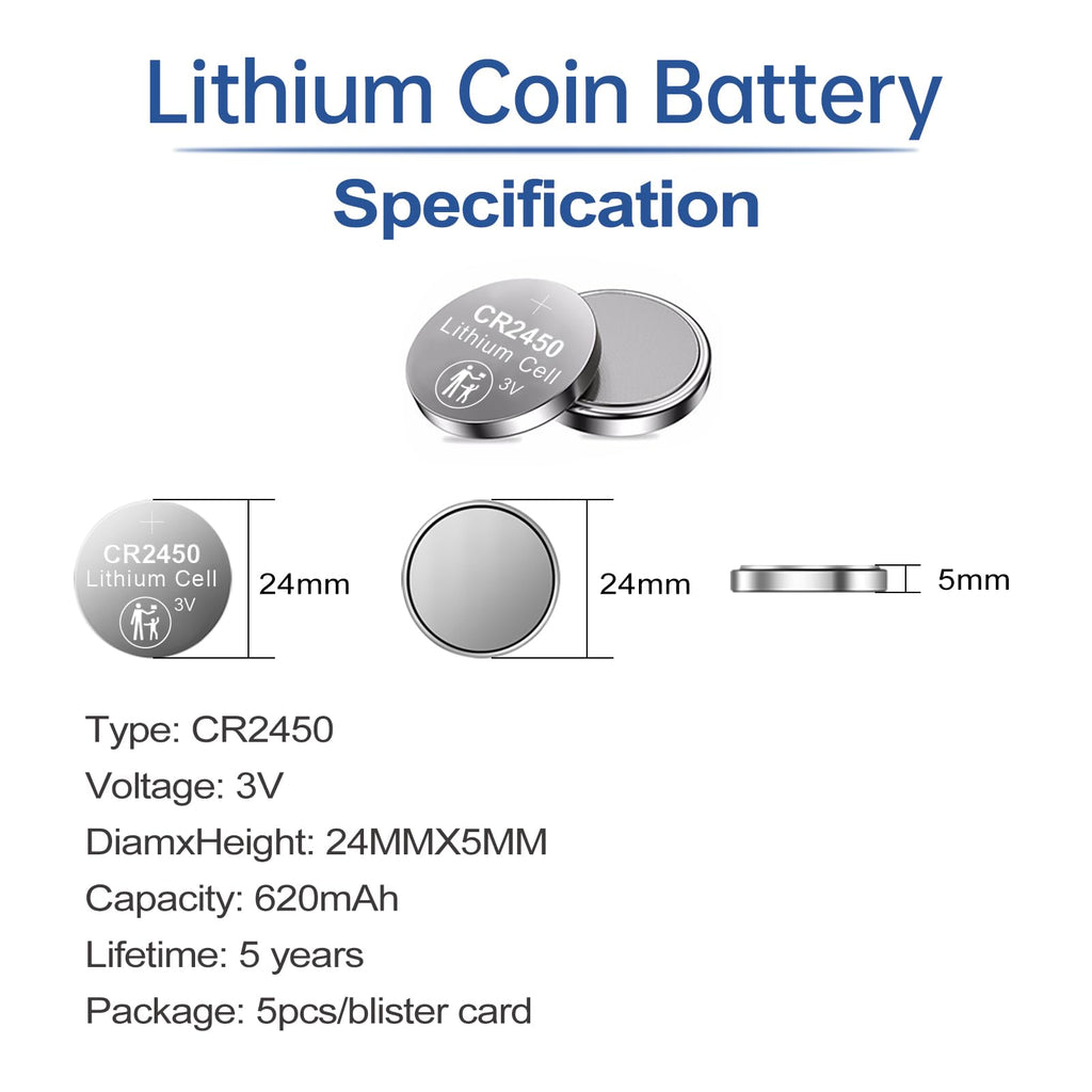 PGSONIC CR2450 3V Lithium Battery (5pcs)