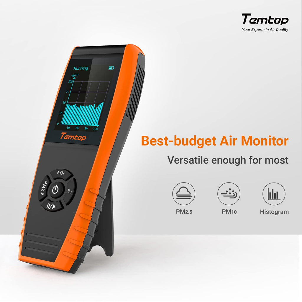 Temtop PM2.5 Monitor P600, Essential Air Particle Meter PM2.5 PM10 Air Quality Tester for Indoor/Outdoor Air Pollution Detection, Particle-Centric Detector w/Data Histogram Display