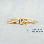 STORYJEWELLERY 925 Sterling Silver Rings for Women, Two Tone Knot Rings for Women, Dainty Gold and Silver Mixed Metal Ring, Mixed Metal Jewelry, Unique Gifts for Mom Daughter Sister or Friend, Size 7