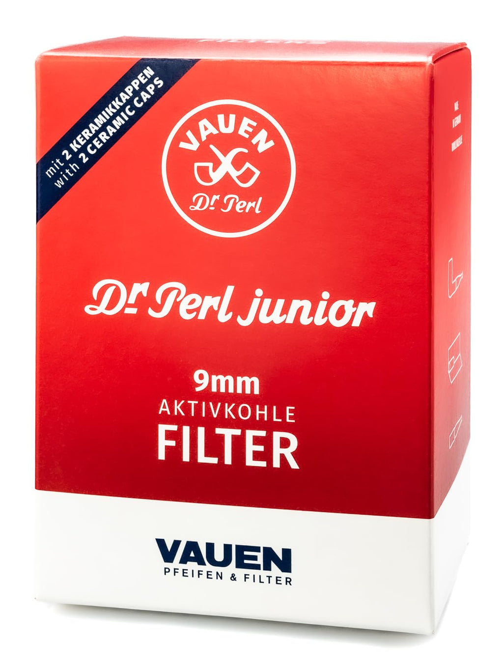 VAUEN Dr. Perl Junior 9mm Charcoal Pipe Filters, 180 Count Value Pack