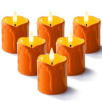 Homemory 2"x 2" Orange 6 Hour Timer Flameless Votive Candles, 6 Pack