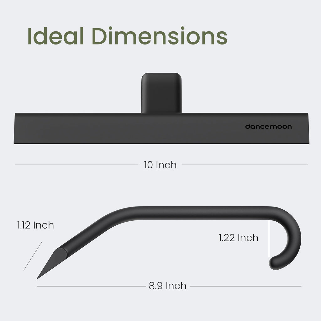 dancemoon JustHang Shower Squeegee with Built-in Hook, 10-Inch Black