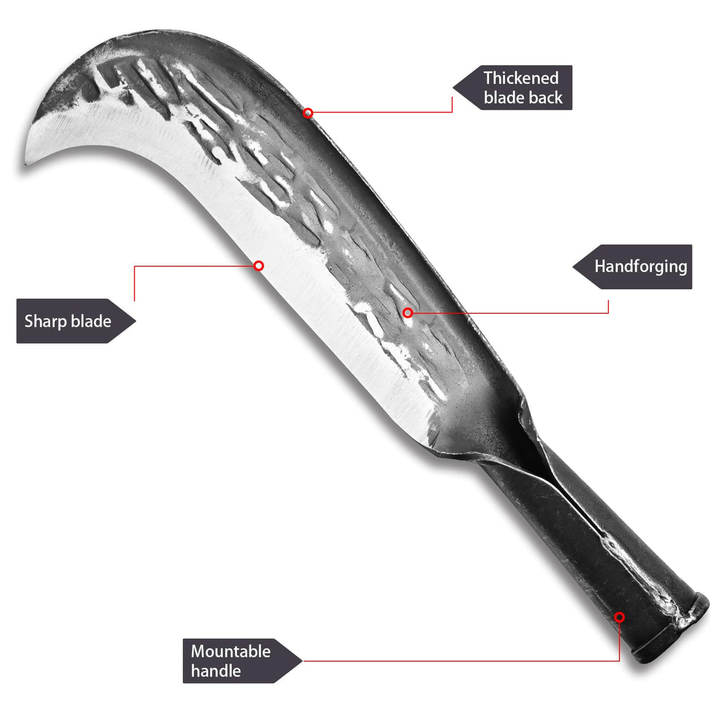 Machete for Yard Work Billhook Sickle Knife Brush Clearing Sickle Knife with Sheath - Perfect Brush Axe for Survival Cut Machete,Ideal for Camping,Gardening, Land Management,