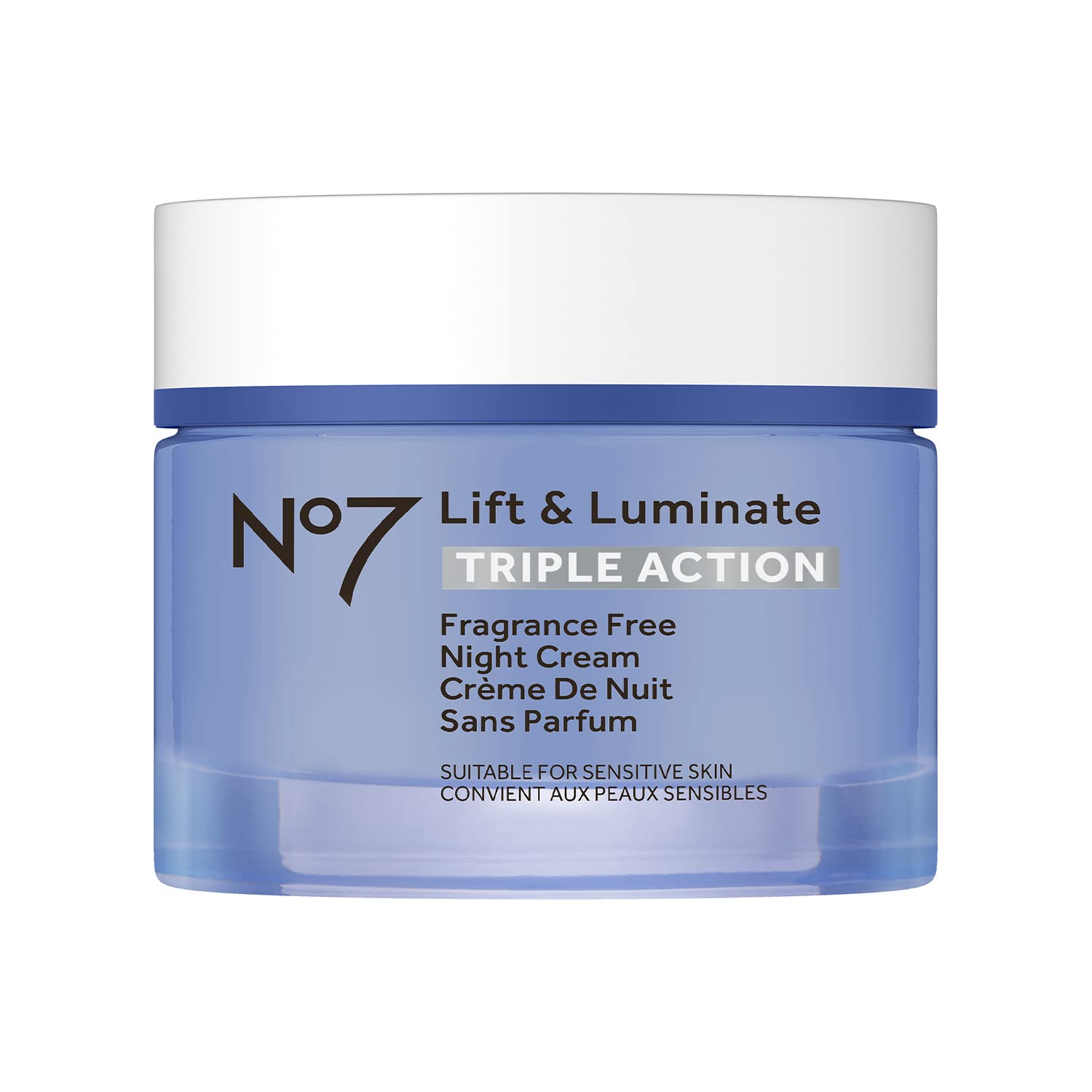 No7 Lift and Luminate Triple Action Fragrance-Free Night Cream – Anti-Wrinkle Collagen Peptide Brightening Moisturizer with Hyaluronic Acid, Hibiscus, and Vitamin C (50ml)