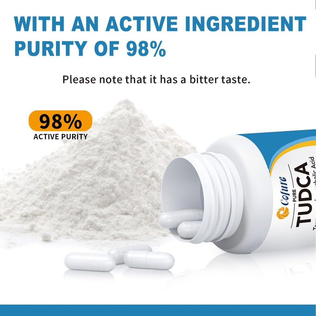 TUDCA 500mg Supplement, Liver and Gallbladder Support, Genuine Purified Bile Salts with Bitter Taste, Vegan, Gluten Free, Non GMO - 60 Capsules