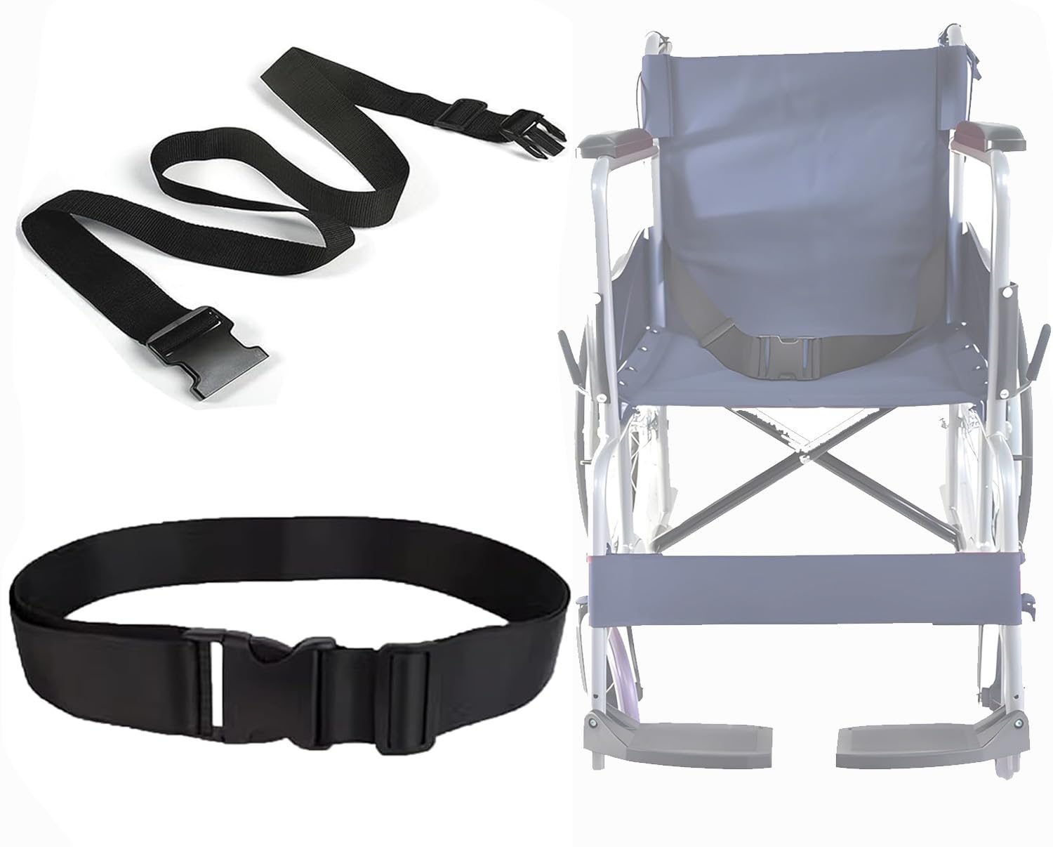 GFertre Wheelchair Safety Strap Seat Belt, 31-86"Adjustable Length/ 2" Wide - Black Anti-Slip and Anti-Fall Wheelchair Fixation Belt, Extra Long Size-Suitable for Obese People