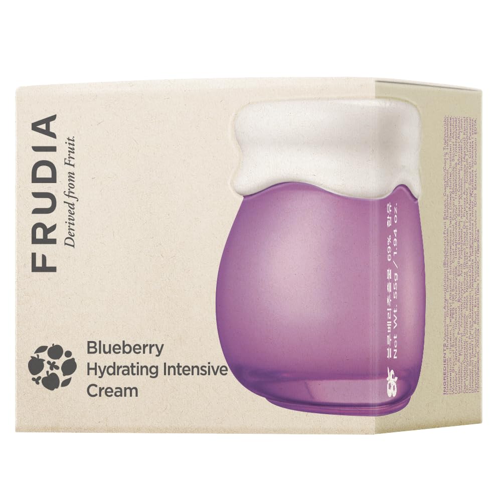 FRUDIA Blueberry Hydrating Intensive Face Cream, Vegan Korean Face Moisturizer w/69% Blueberry Extract, Panthenol & WS BS Care EX for Dry Skin (1.94 fl oz)