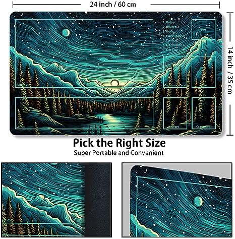 Playmat for MTG, with Free Storage Bags,Game Mat 24 x 14 inches, TCG and Board Game Mat for Cards,Mousepad Desk Mats (with Zones,Magic Mat 8)