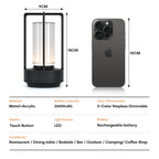 HAPYGI Portable Metal Table Lamp for Indoor/Outdoor,Rechargeable Cordless LED Lamp, 3-Colour Infinitely Dimming Battery Powered Small Desk Lamp, Restaurant/Bedroom/Bar/Coffee/Camping Light (Black)
