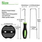 100Pcs Garden Stakes Staples + 100Pcs Gasket, Bakulyor 6 Inch Lawn Landscape Staples 11 Gauge U Shaped Galvanized Landscape Pins, Heavy Duty Yard Ground Pin for Weed Barrier Sod Fabric Decorations