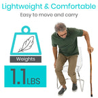 Vive Wooden Walking Stick Cane - for Men, Women, & Seniors - 36 Inch Single Point Rubber Tip with Willow Handle - Ergonomic Grip for Balance & Stability - Lightweight Elderly Assistance Product (Wood)