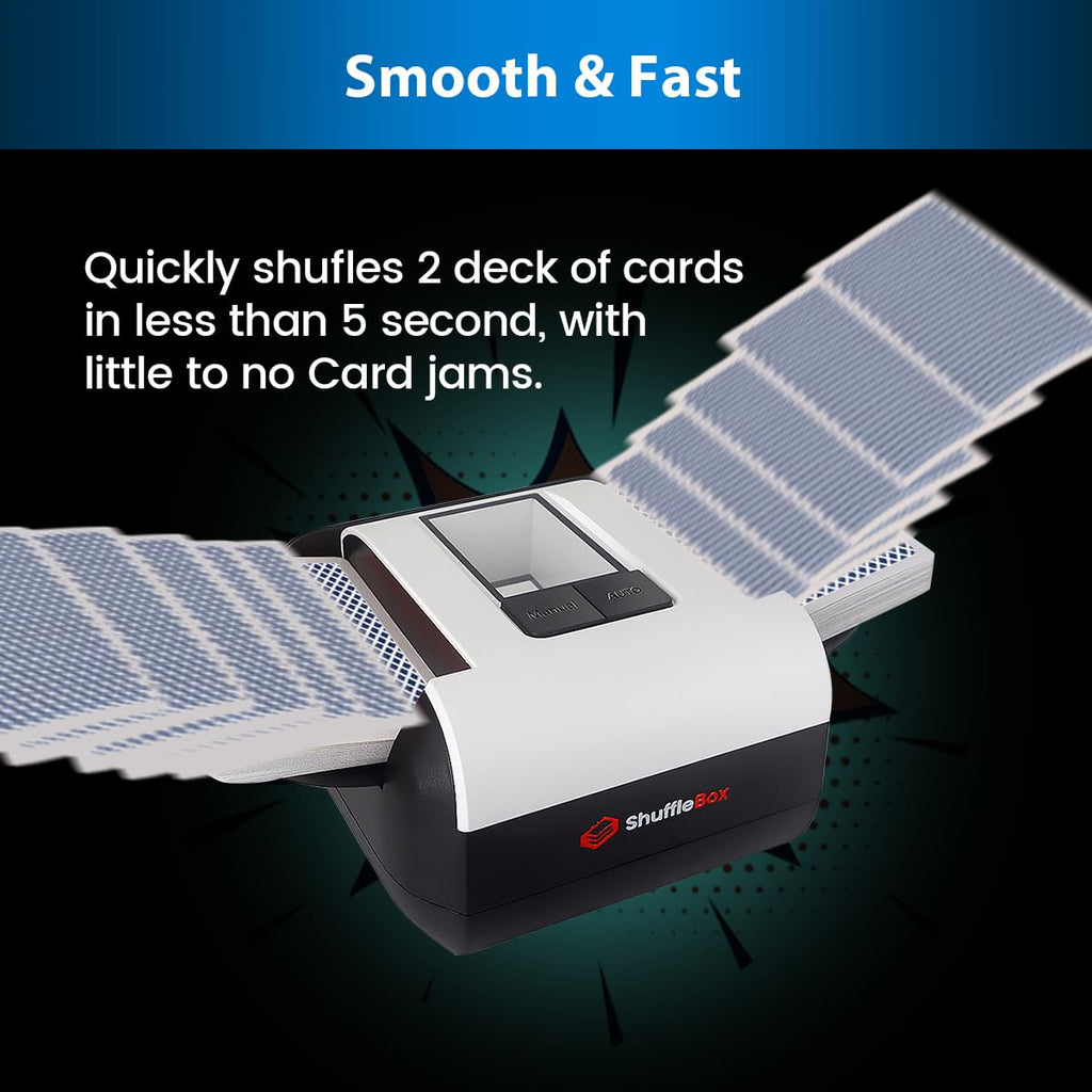 ShuffleBox Automatic Card Mixer S1 with Built-in Rechargeable 2000mAh Battery, Ultra-Silent 2-Stage Mixing Machine