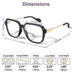 VISOONE Blue Light Glasses Matte Black Oversized Square Frame Anti Glare Ryan