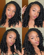 Goddess Box Braids Crochet Hair 14inch Boho 3X Crochet Braids with Curly Ends 8 Packs Protective Hairstyle Synthetic Braiding Hair Extensions for Black Women (14 Inch, 1B)