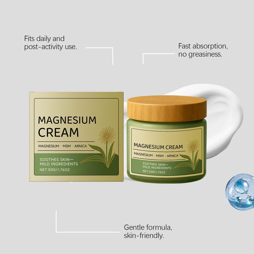 CleJoy Magnesium Cream with MSM & Arnica - 50g/1.76oz, Mild Ingredients for Skin Soothing, Daily Body Care Cream