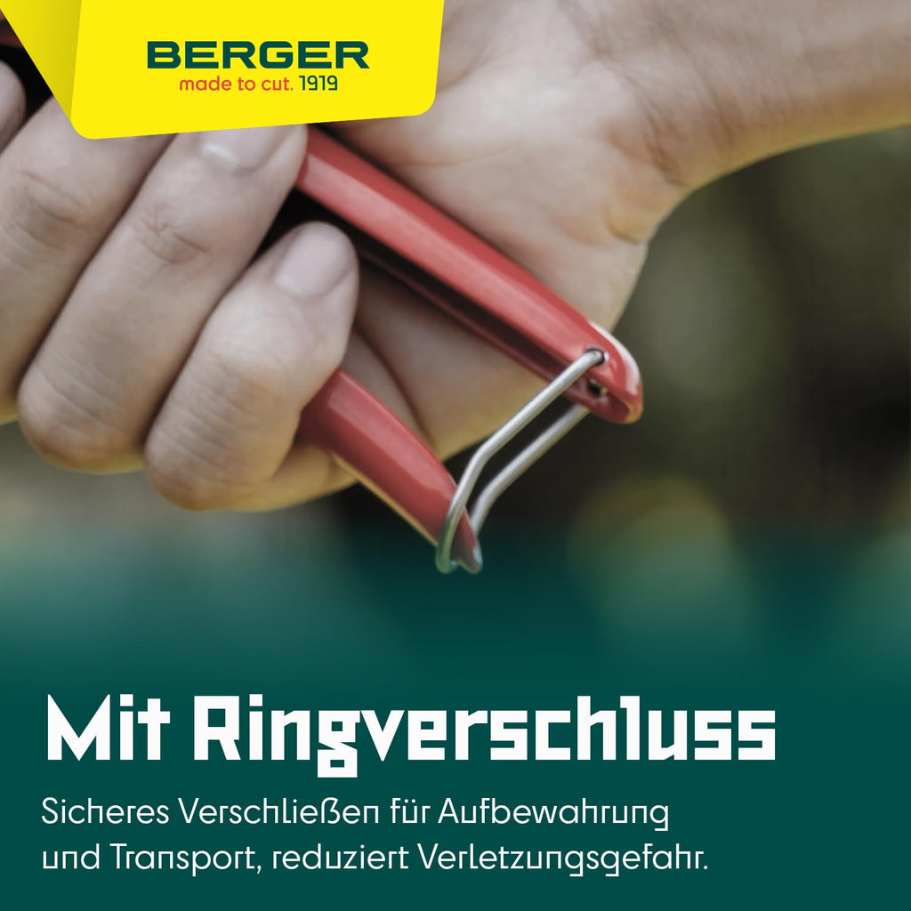 BERGER Grass Shears – Lawn Edging Clippers with Self-Sharpening Anti-Stick Blades, Forged Steel Construction, Ambidextrous Design, Ring Clasp for Hanging Storage – 2200