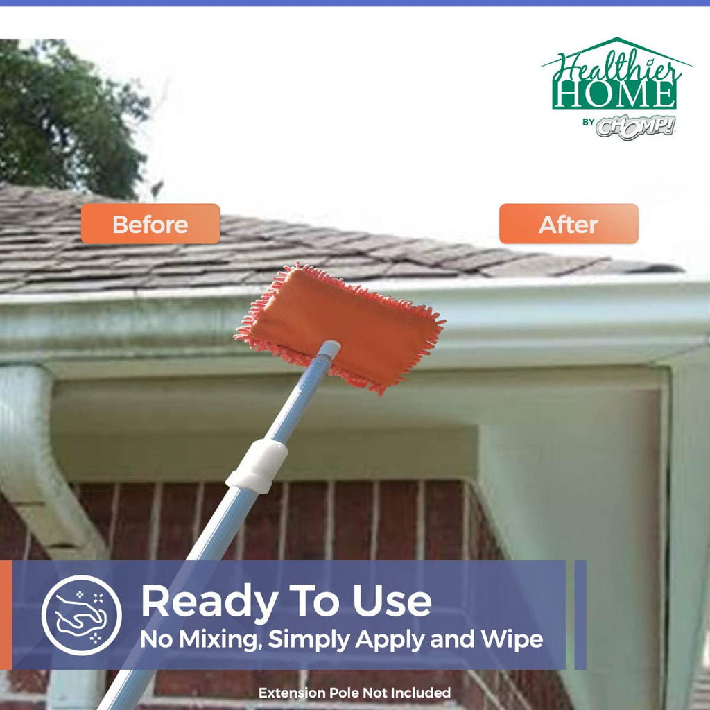 Chomp! Microfiber Gutter Cleaner Tool: Ultimate Gutter Cleaning Smop for All Types of Rain Gutters, Siding and Metal Trim - Instantly Clean Black Streaks, Mold, Mildew, Algae, Dirt and More