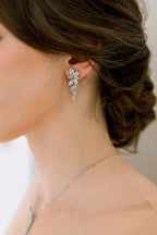 SWEETV Marquise Cubic Zirconia Bridal Earrings, Elegant Wedding Earrings for Brides Bridesmaids, Crystal Formal Drop Earrings for Women Jewelry Gifts (Silver)