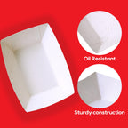 ECOLipak 250 Pack 2lb Paper Food Tray Red, Disposable Paper Food Boats, Food Holder Trays, Serving Boats for Taco Hot Dog Snack Fries Dessert Popcorn Sauce Nacho