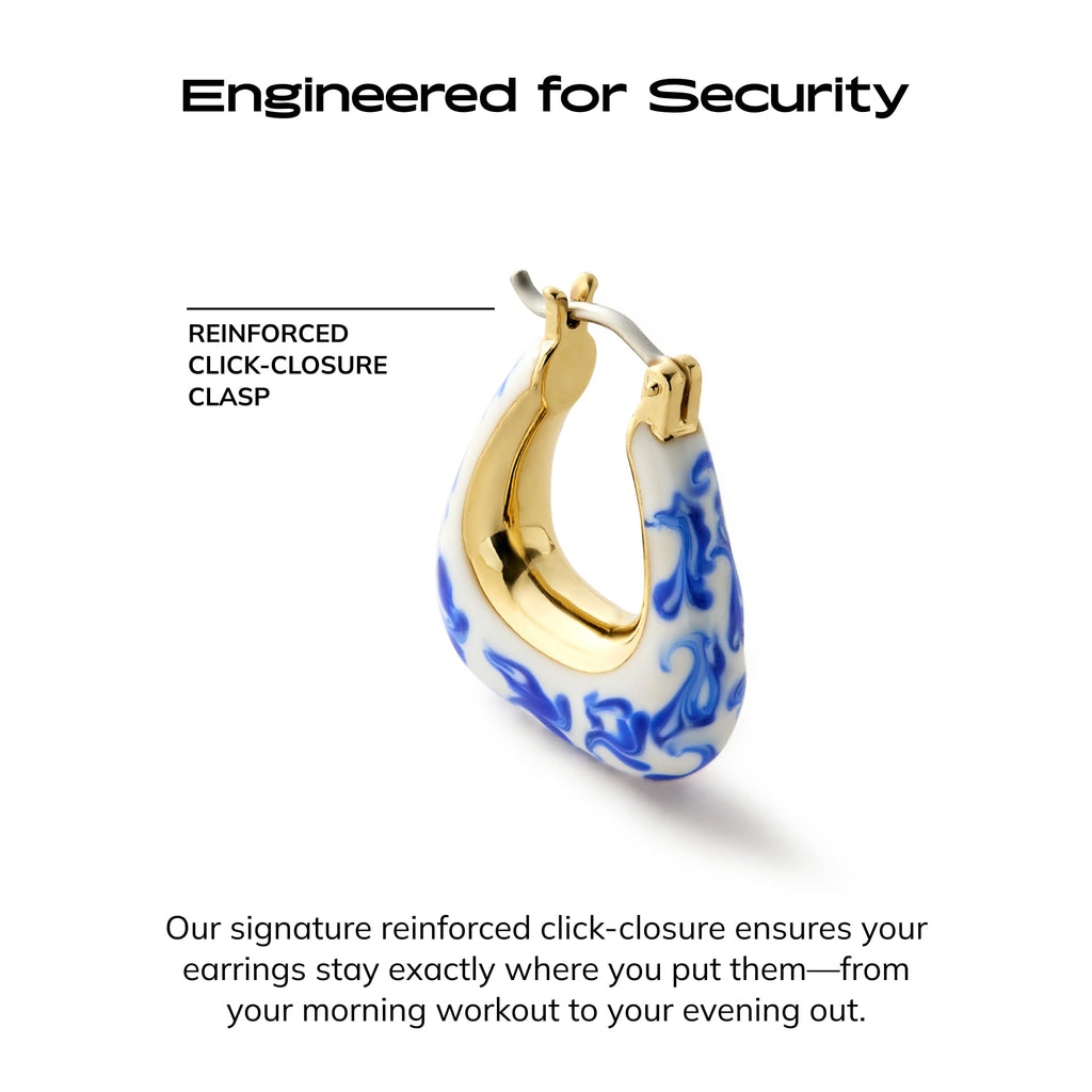 Ana Luisa Sphere Hoop Earring Dakota Styles Womens Earrings - Trendy 14K Gold Plated, Silver Rhodium Plated w/Blue Marble - Mini Huggie Hoop Earrings for Women Hypoallergenic & Tarnish-Free