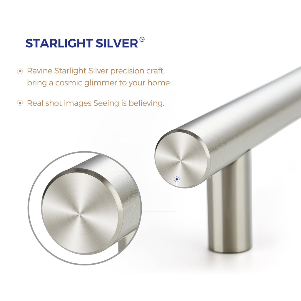 Ravinte 50 Pack 5" Cabinet Pulls Brushed Nickel Stainless Steel Kitchen Drawer Cupboard Pulls Cabinet Handles 5" Length with 3" Hole Center