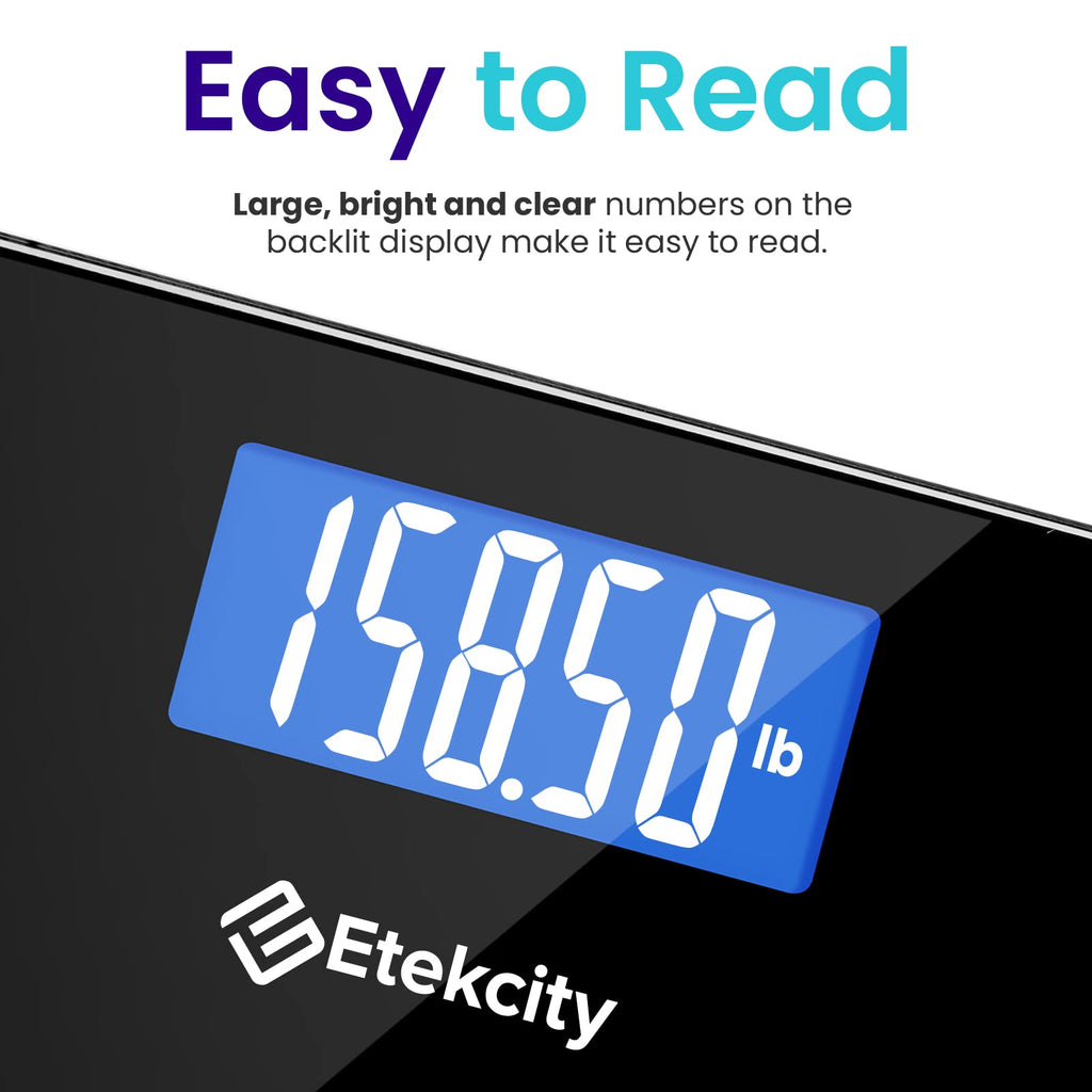 Etekcity Bathroom Scale for Body Weight, Highly Accurate Digital Electronic Weighing Machine for People,LCD Display,Large Size,6mm Tempered Glass-Safe Home Use,Batteries Included, 400 lbs (Pack of 5)