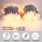 Brizled Incandescent Christmas Tree Lights, 300 Count, 69.6 ft, Clear White