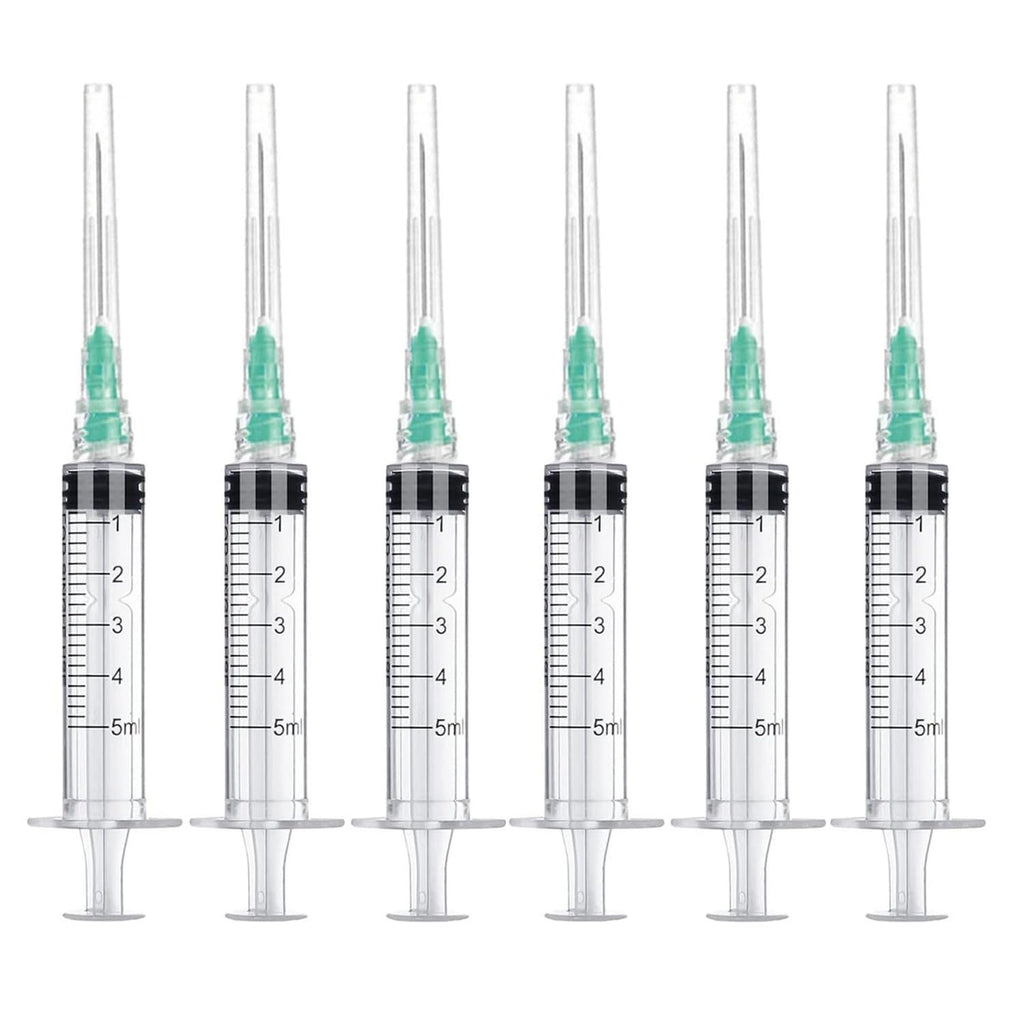 10 Pack 5ml/cc Disposable Luer Lock Lab Syringes with 21Ga 1.5 Inch Needle