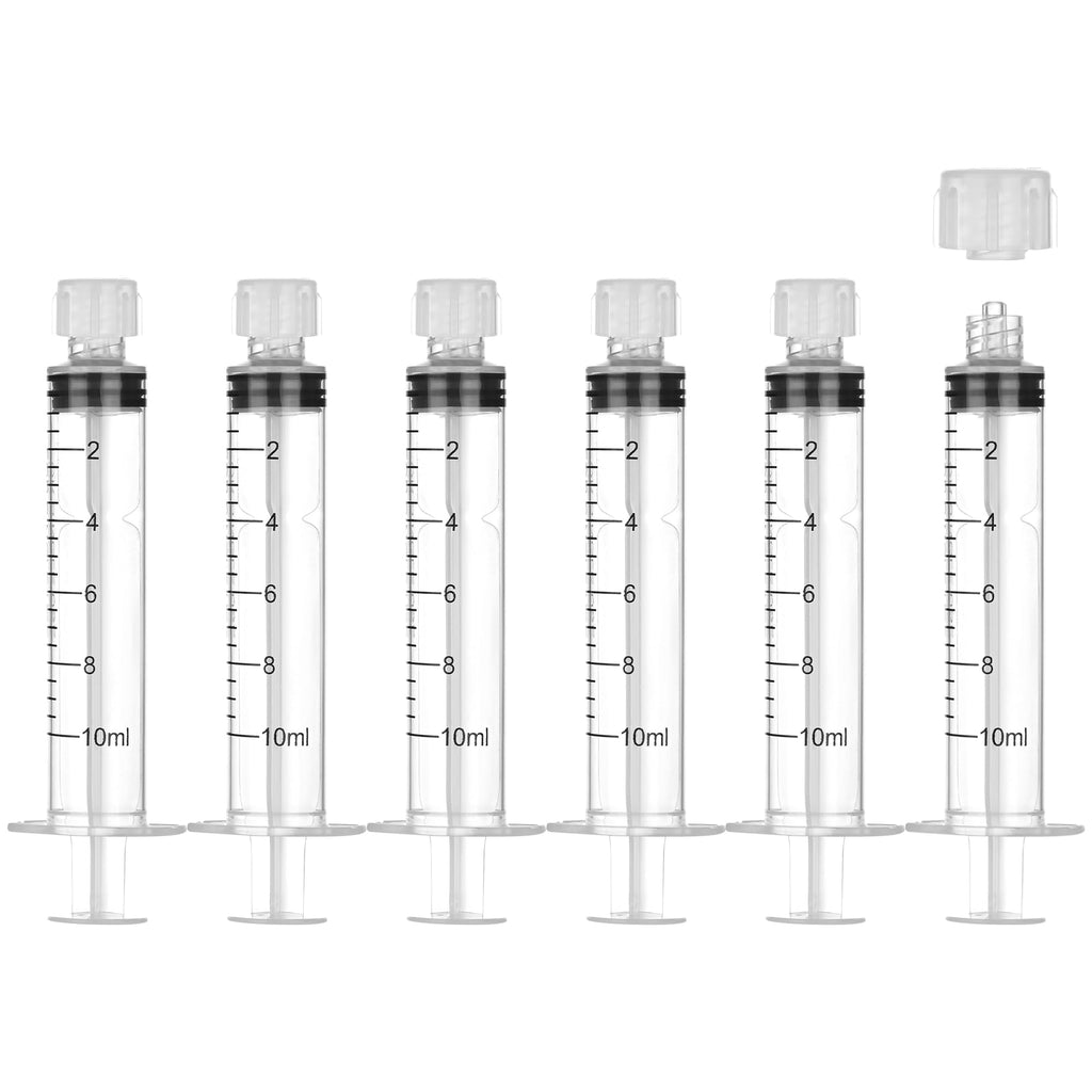 50Pack 10ml/cc Luer Lock Syringe without Needle, Plastic Syringe with Caps for Liquid, Sterile Individually Wrapped