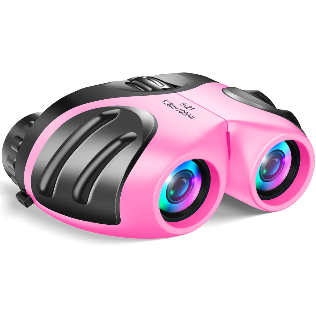 Gifts for 3-6 Year Old Girls and Boys, Kids Binoculars for Outdoor Easter Toys for 4 5 6 Year Old Girl Easter Christmas Xmas Stocking Stuffers Fillers Gifts for Kids Teen Girls Pink