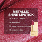 Oulac Matte Lipstick with Metallic Shine, Comfortable Creamy Texture, Smooth No Grainy Feeling, Vegan & Gluten Free, Full-Coverage Lip Colour 4.3 g, GM15 She's A Lover