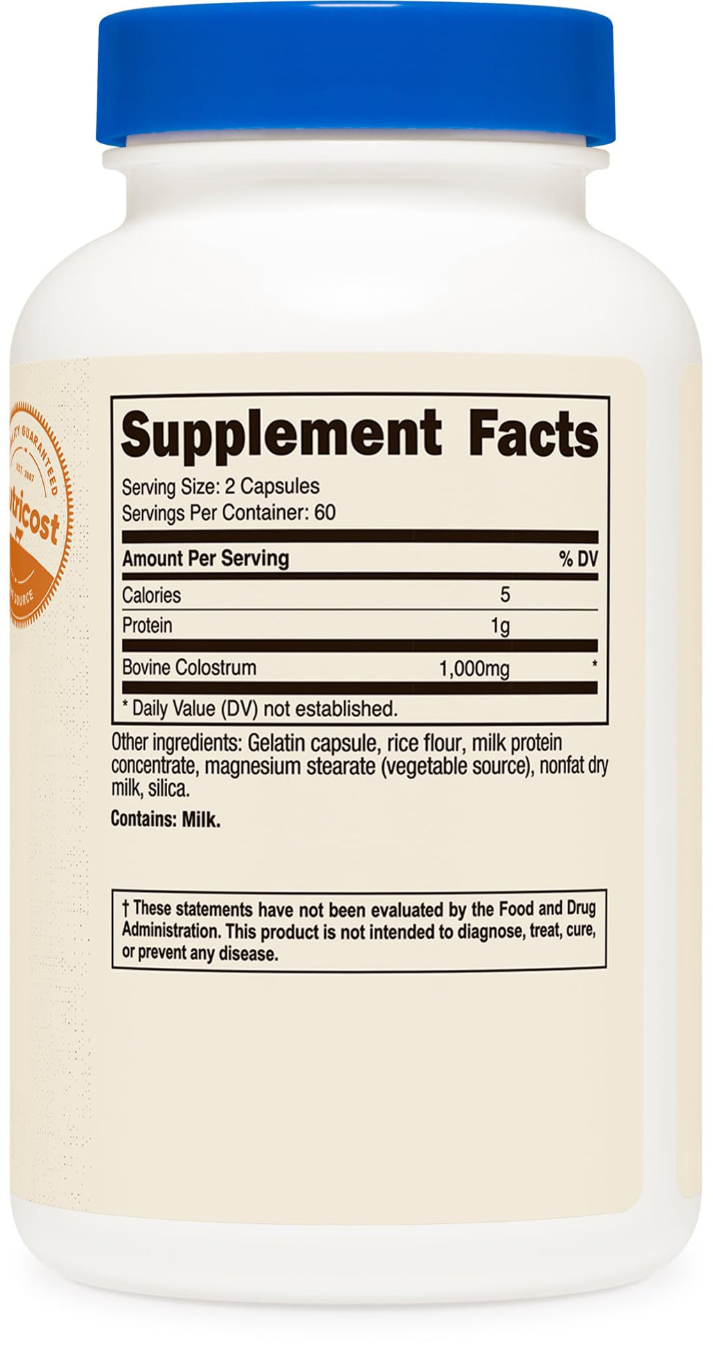 Nutricost Colostrum 500mg, 120 Caps (2 Bottles)