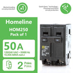 FalconSupply Genuine Square D HOM250 50 Amp Double Pole Circuit Breaker Kit