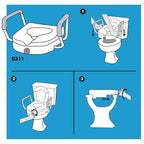 Carex E-Z Lock Raised Toilet Seat With Handles, 5" Toilet Seat Riser with Arms, Handicap Raised Toilet Seat For Seniors and Elevated Toilet Seat