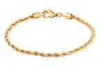 Barzel 18K Gold Plated 3MM Rope Chain Bracelet For Men & Women, Made in Brazil