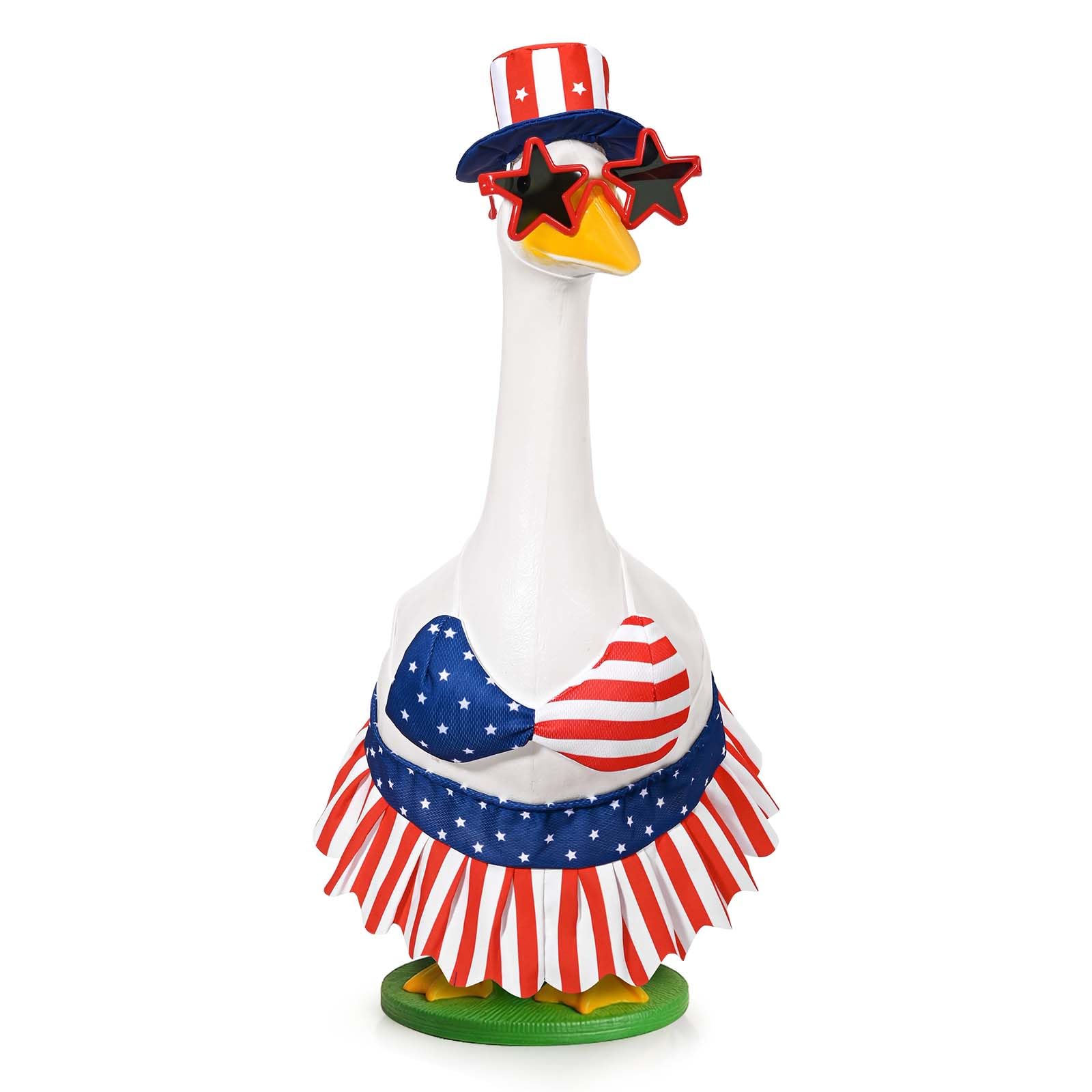 4th of July Bikini Goose Outfit Patriotic Porch Goose Clothes for Independence Day & Memorial Day Fits 23" Cement Plastic Goose Statue for USA 250th Anniversary Summer Outdoor Garden Yard Patio Decor