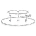 Luxval Tennis Necklace Set for Women Tennis Bracelets Diamond Earrings Sterling Silver Necklace Wedding Jewelry for Bride Silver Jewelry Sets for Women Gift