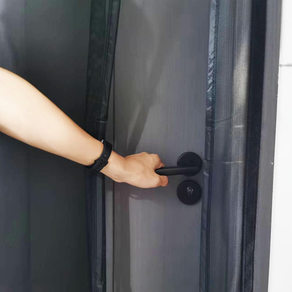 wohomzy Magnetic Screen Door Fits Door Size 68" x 80", Screen Size 70" x 81", Reversible Left Right Side Opening,Top Middle Anti-Tearing Mesh Net Curtain with Magnet,Black