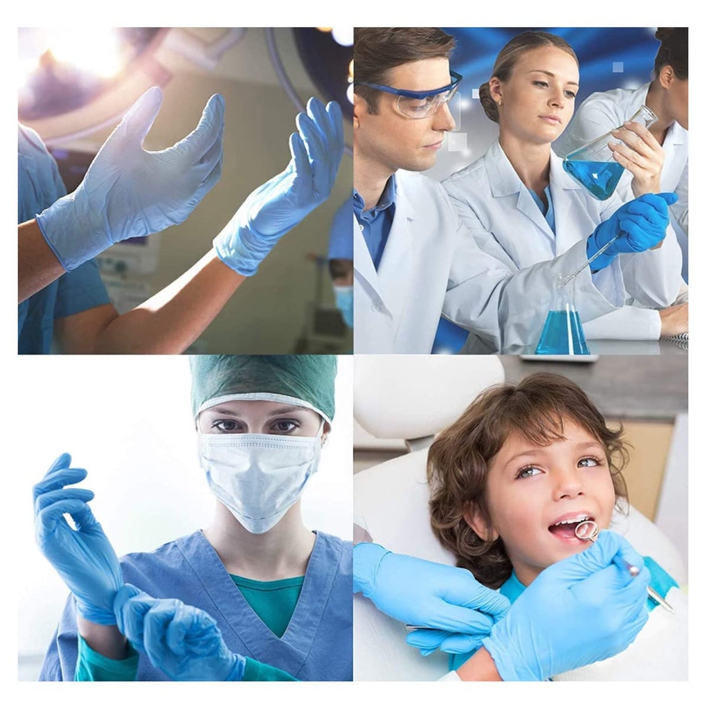 Basic Medical Synmax Vinyl Exam Gloves - Latex-Free & Powder-Free - Large, BMPF-3003(Case of 1,000) Blue