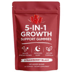 DXWXH 5 in 1 Growth Gummies, Growth Gummies with Vitamin D3 & K2, Calcium, Ashwagandha, Spirulina, for Bone Health & Daily Vitality Support, Strawberry Flavor, Non-GMO, 60 Gummies