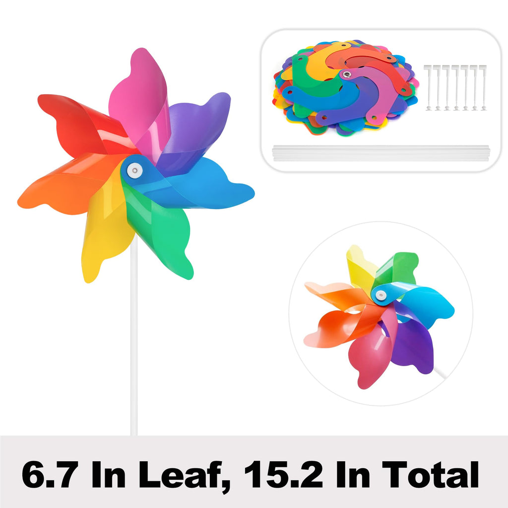 24 Pack Mixed Color Pinwheels Toy Wind Spinners for Kids